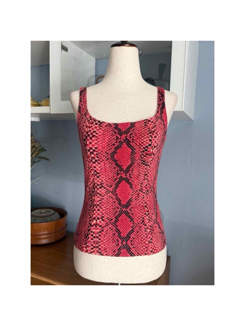 Vintage 90s Y2K Betsey Johnson Snake Print Corset Tank Top